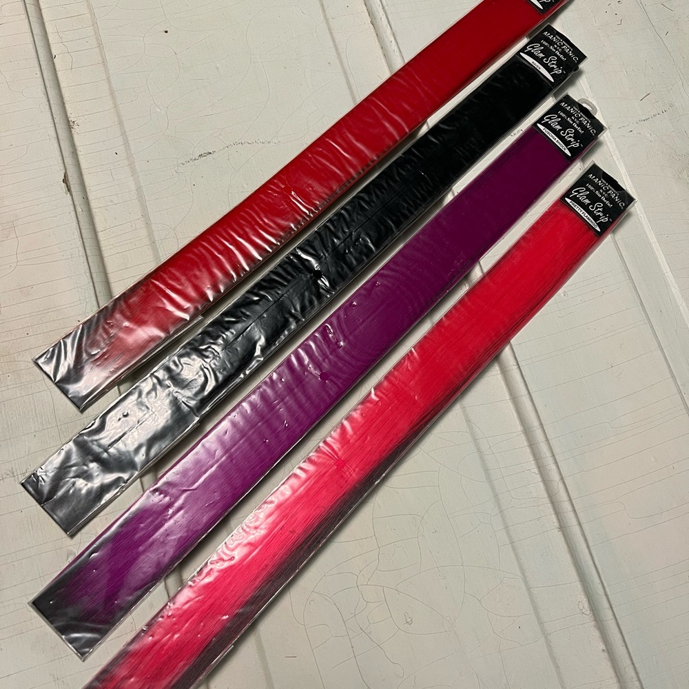 Manic Panic 100% Sin-thetic Vibrant Hair Extensions Set Red, Black, Purple, Pink